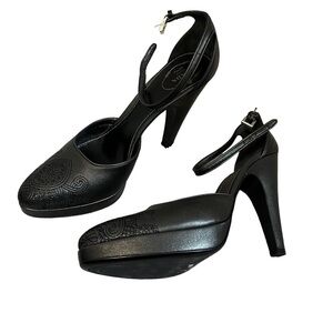 NIB Prada Sz 11 41 Vintage 1P7827 SILK FUME FLOW ANTRACITE Black Platform Pumps